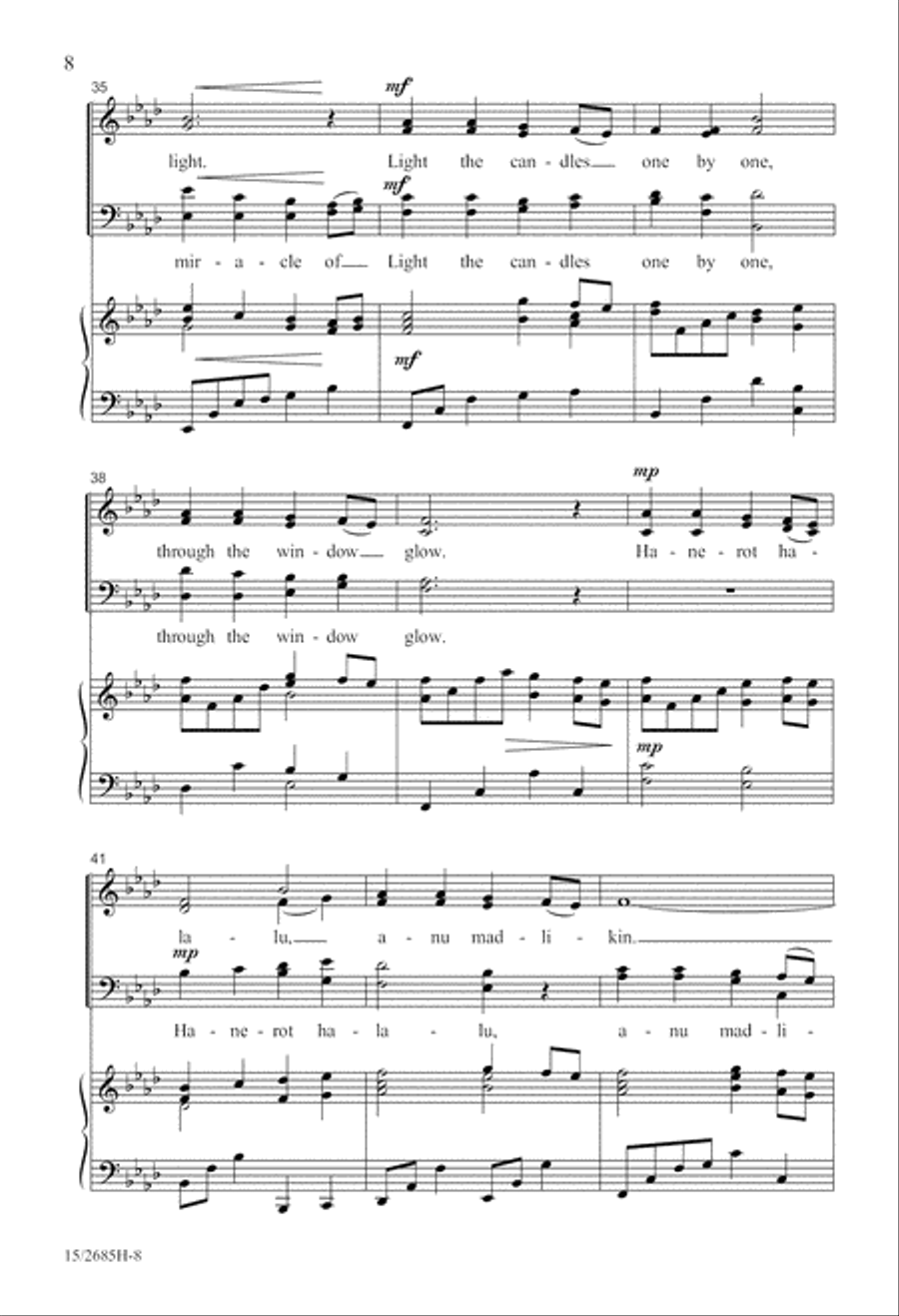 Hanerot Halalu (Light the Candles) 4-Part scores gallery preview page 8