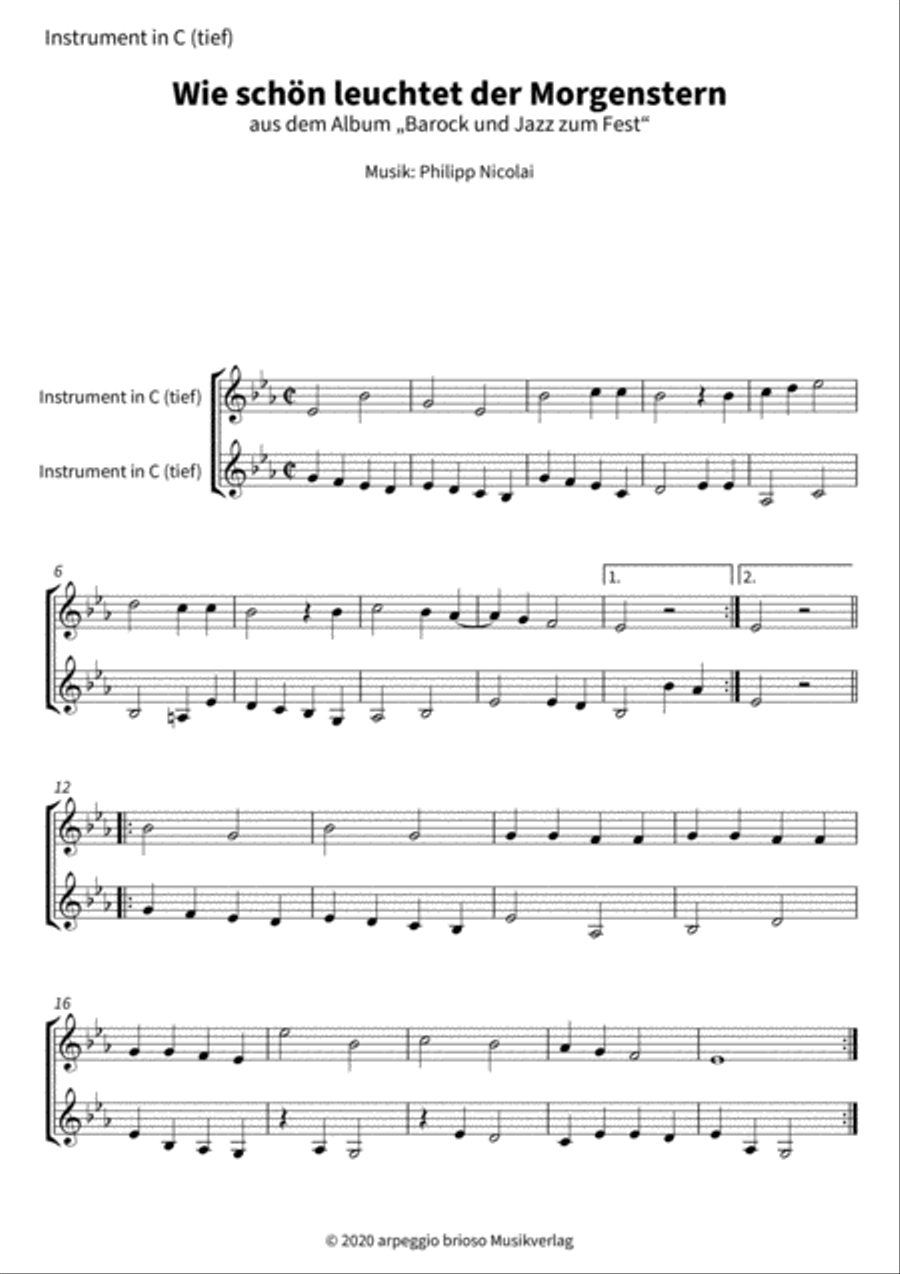 Wie schön leuchtet der Morgenstern String Duet scores gallery preview page 5