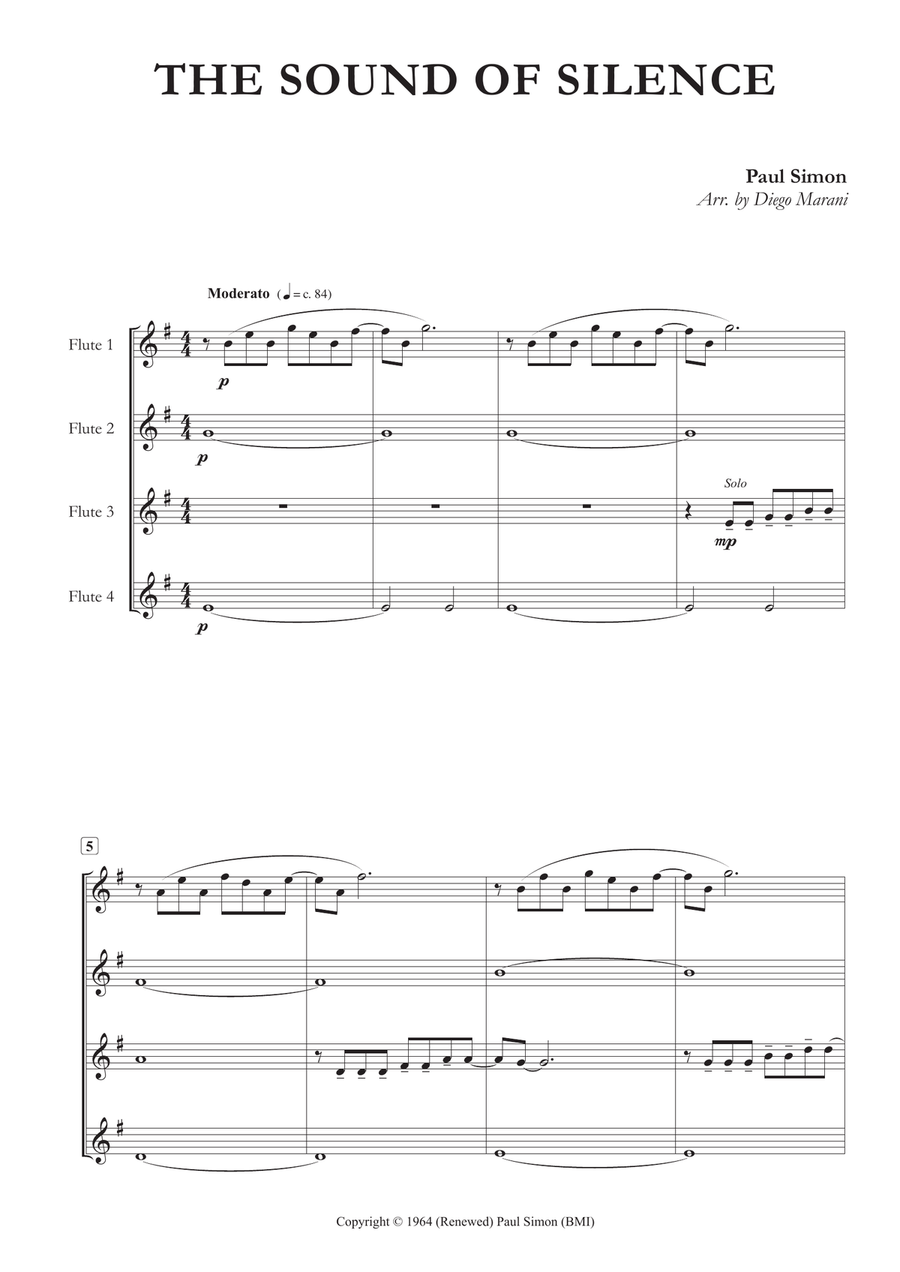 The Sound Of Silence Woodwind Quartet scores gallery preview page 1