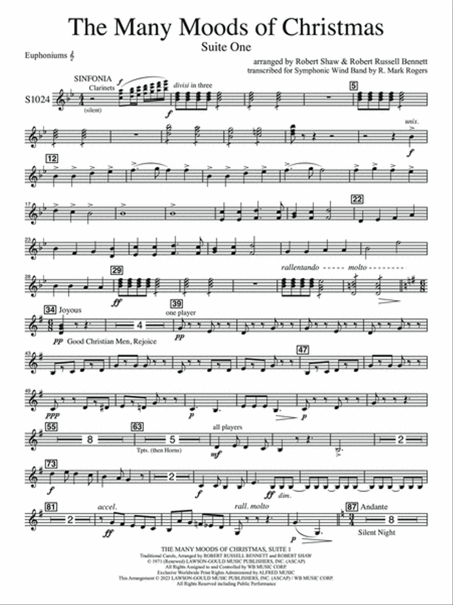 The Many Moods of Christmas: Suite No. 1 - Euphonium TC Concert Band scores gallery preview page 2