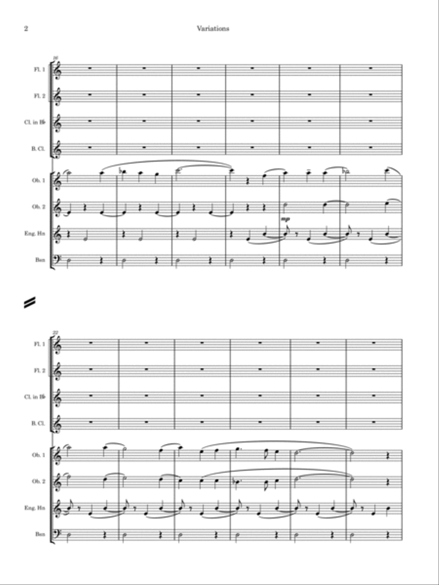 Variations on 2 Songs Woodwind Ensemble scores gallery preview page 4