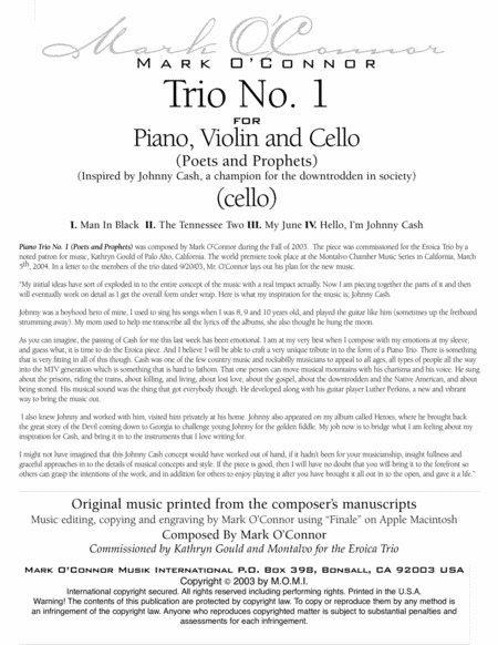 Piano Trio No. 1 "Poets and Prophets" (cello part - pno, vln, cel) image number null
