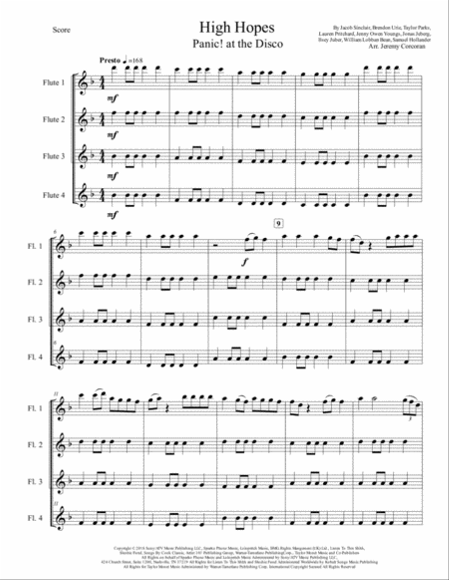 High Hopes High Hopes Woodwind Quartet scores gallery preview page 2