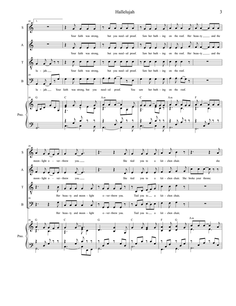 Hallelujah Piano, Vocal scores gallery preview page 3