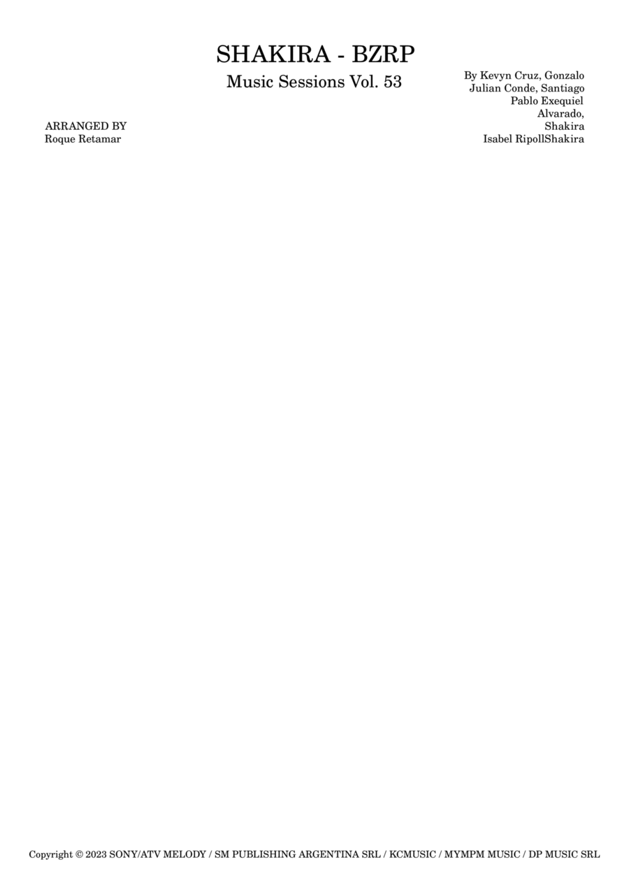 Shakira: Bzrp Music Sessions Vol. 53 Marching Band scores gallery preview page 1