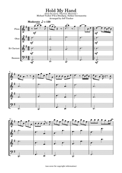 Hold My Hand by Lady Gaga Woodwind Quartet - Digital Sheet Music