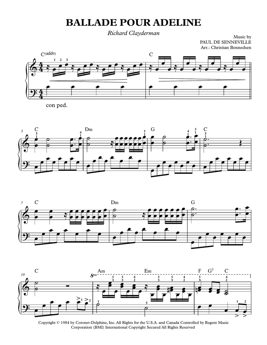 Ballade Pour Adeline Piano Solo scores gallery preview page 1