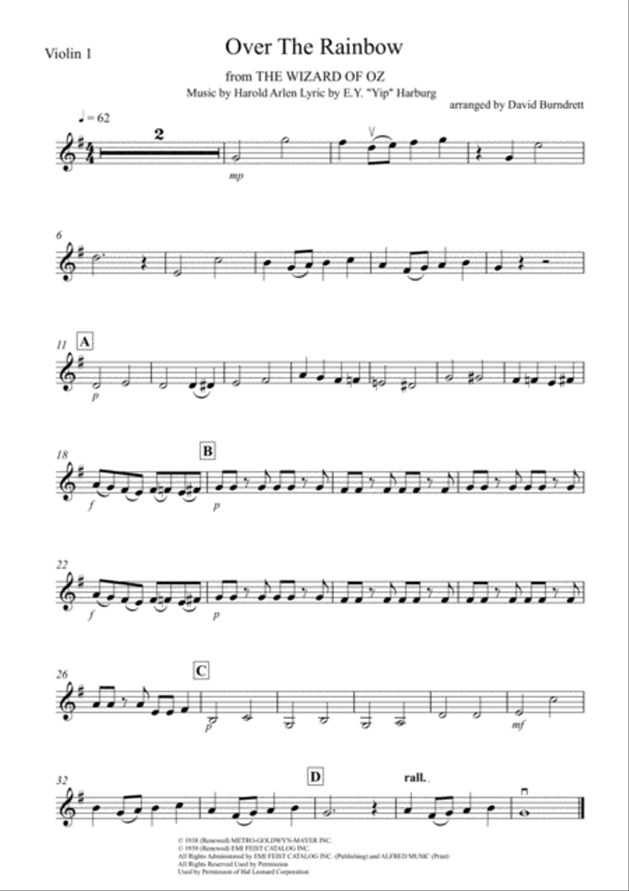 Over The Rainbow (from The Wizard Of Oz) String Quartet scores gallery preview page 3