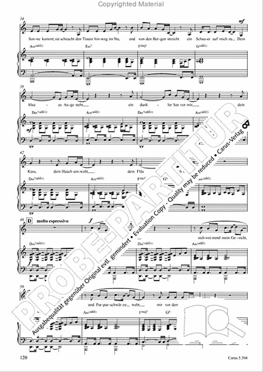 Schindler: Rosenzeit. Ein Liederzyklus uber die Liebe. Chansons fur Singstimme und Klavier Piano scores gallery preview page 121