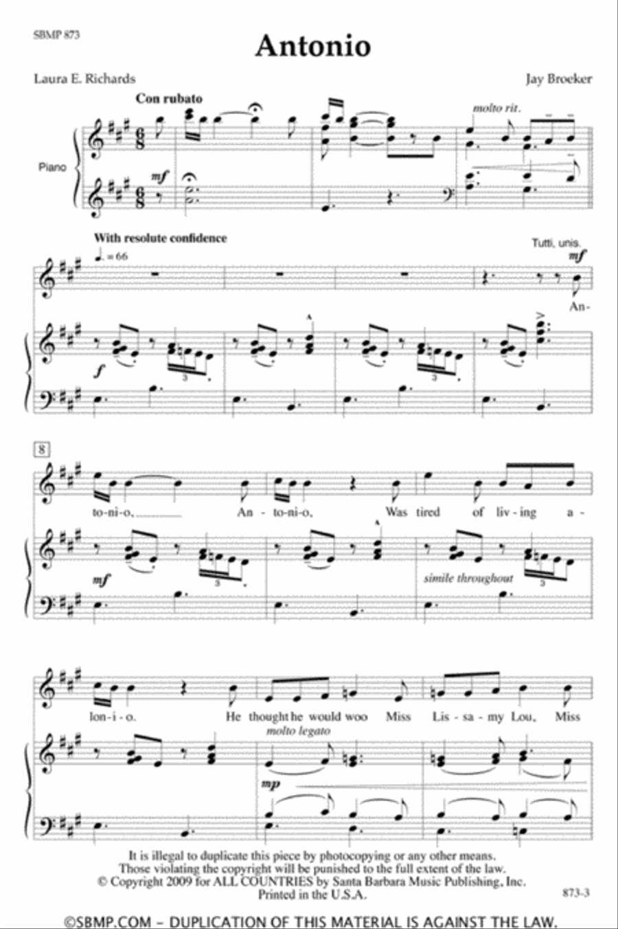 Antonio - Two-part Octavo 2-Part scores gallery preview page 2