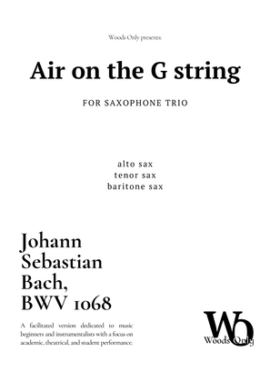Book cover for Air on the G String by Bach for Saxophone Trio