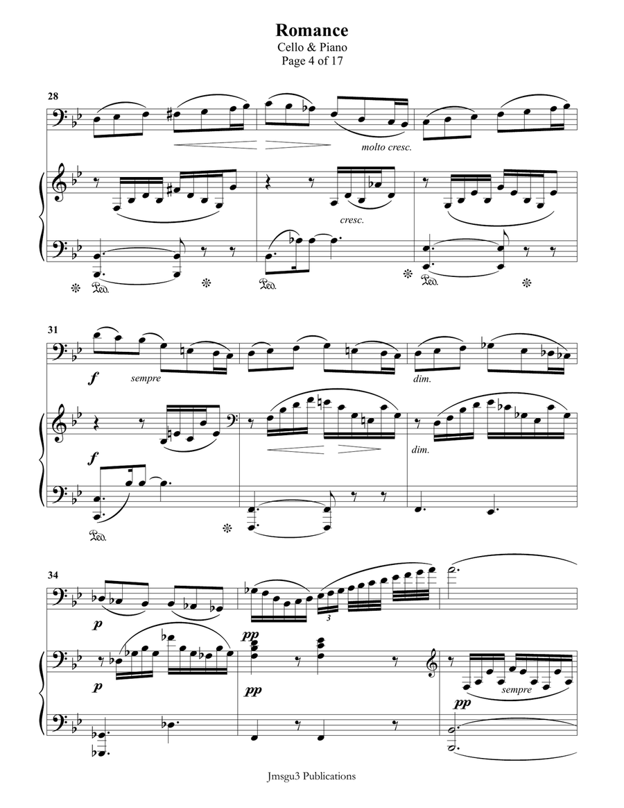 Fauré: Romance Op. 28 for Cello & Piano Piano scores gallery preview page 4