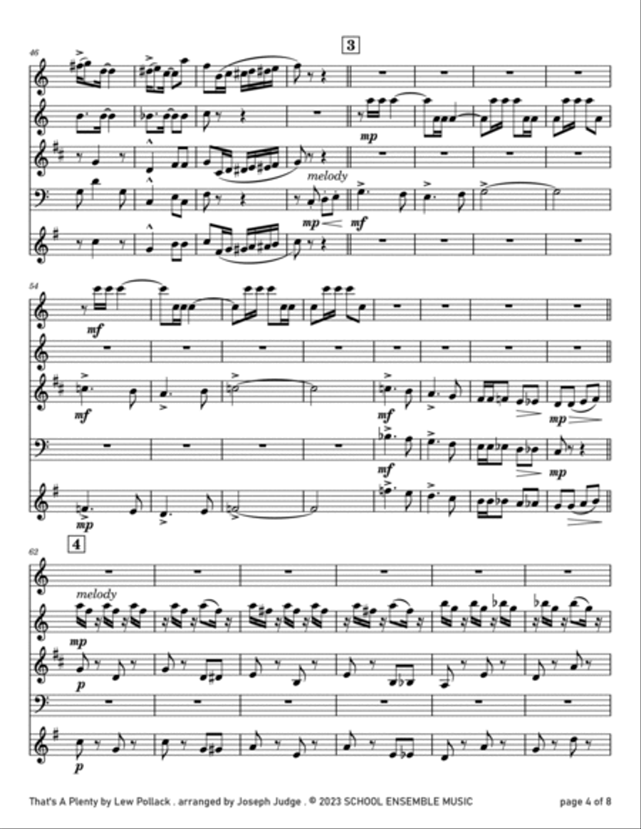 That's A Plenty by Pollack for Woodwind Quartet in Schools Woodwind Quartet scores gallery preview page 4
