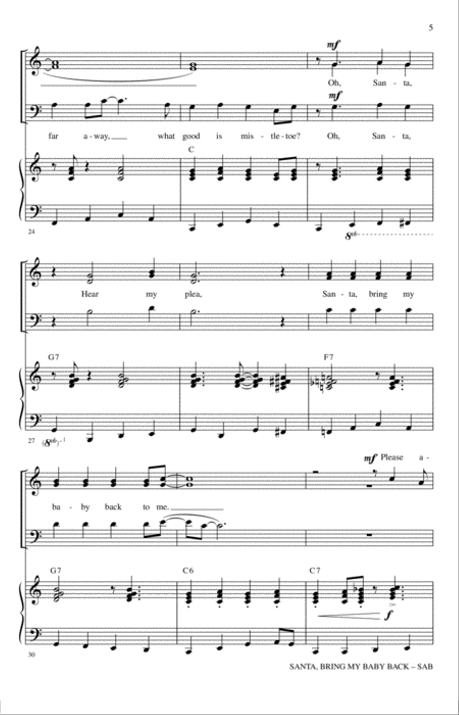 Santa, Bring My Baby Back (To Me) 3-Part scores gallery preview page 4
