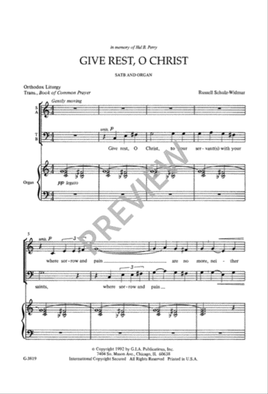 Give Rest, O Christ 4-Part scores gallery preview page 4