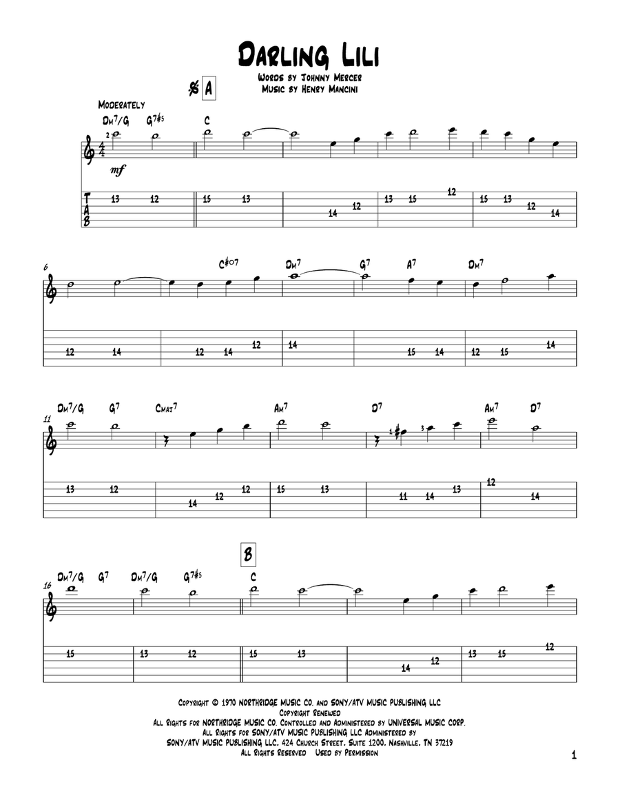 Darling Lili Electric Guitar scores gallery preview page 1