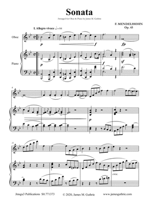 Book cover for Mendelssohn: Sonata Op. 45 for Oboe & Piano