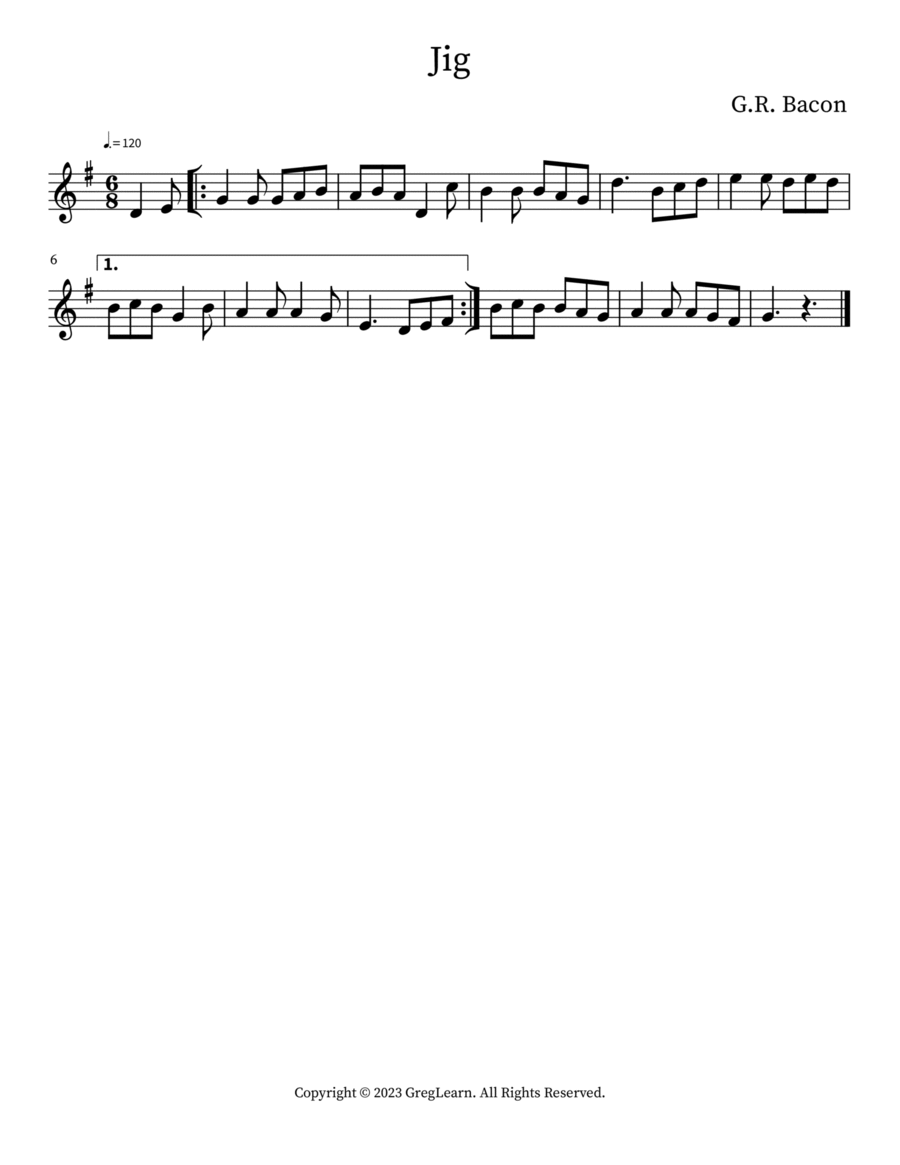 Jig Easy Piano scores gallery preview page 1
