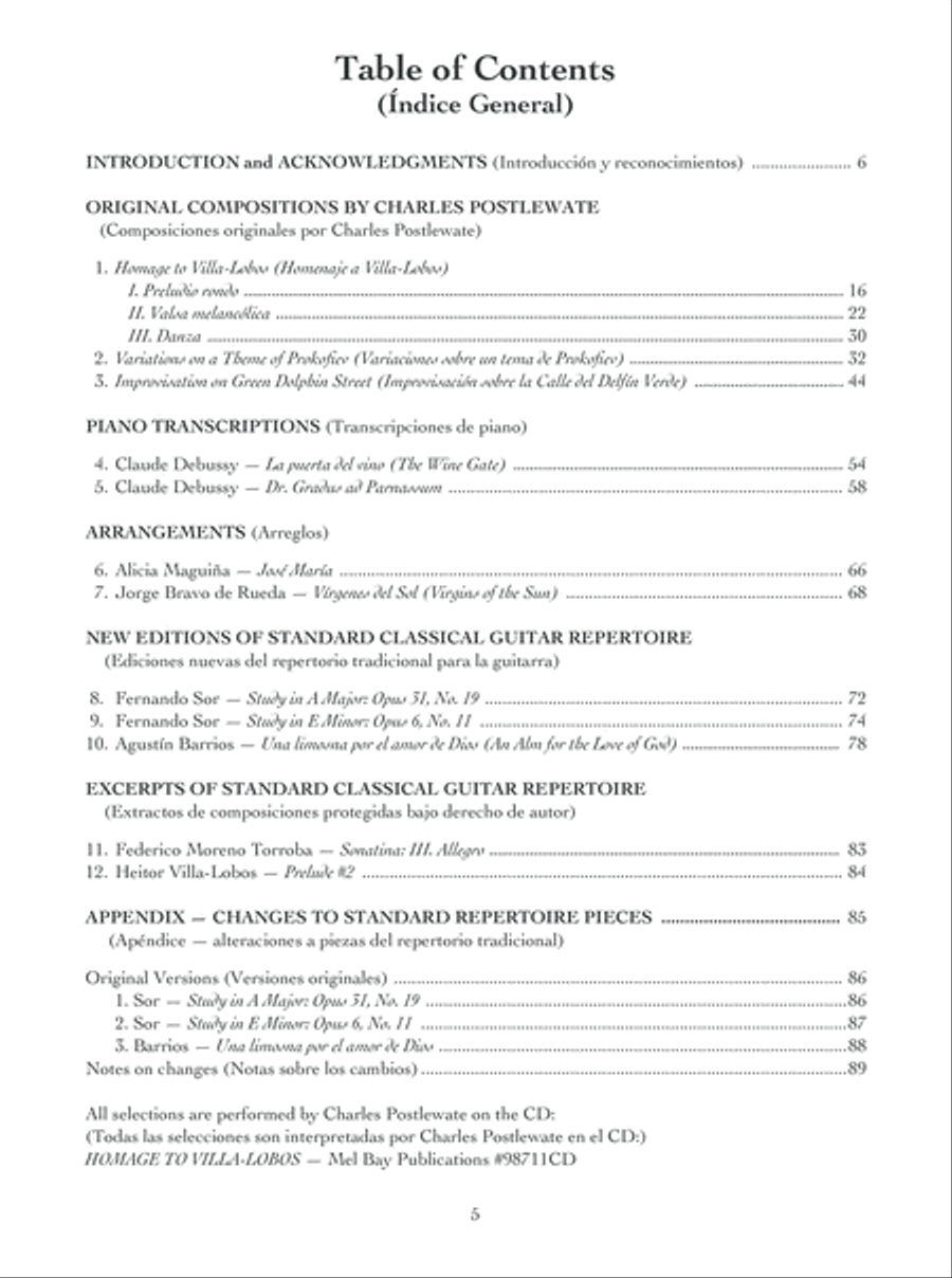 Homage to Villa-Lobos and Other Compositions Acoustic Guitar scores gallery preview page 6