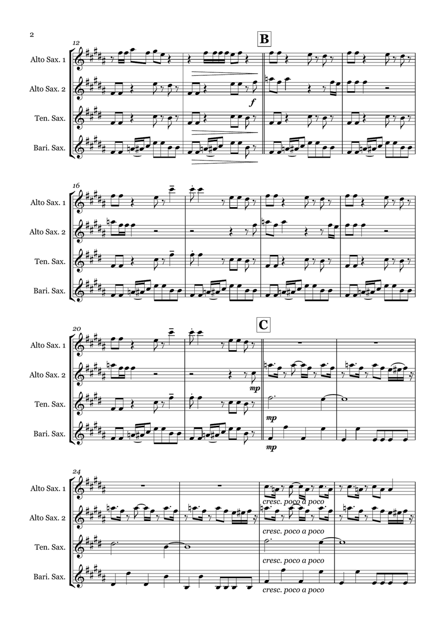 Ghostbusters by Ray Parker Jr. Saxophone Quartet - Digital Sheet Music page 2