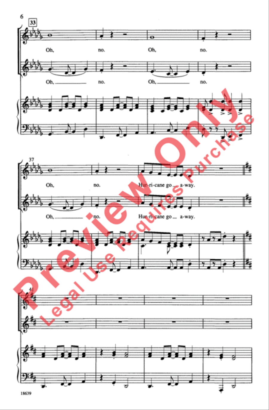 Hurricane Go Away 2-Part scores gallery preview page 6