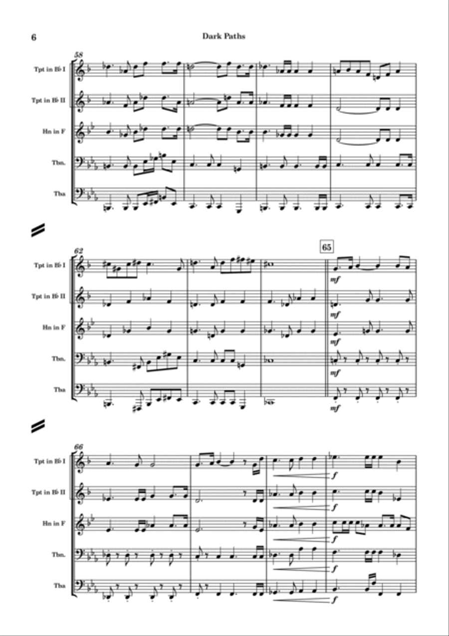 Dark Paths for Brass Quintet Brass Quintet scores gallery preview page 6