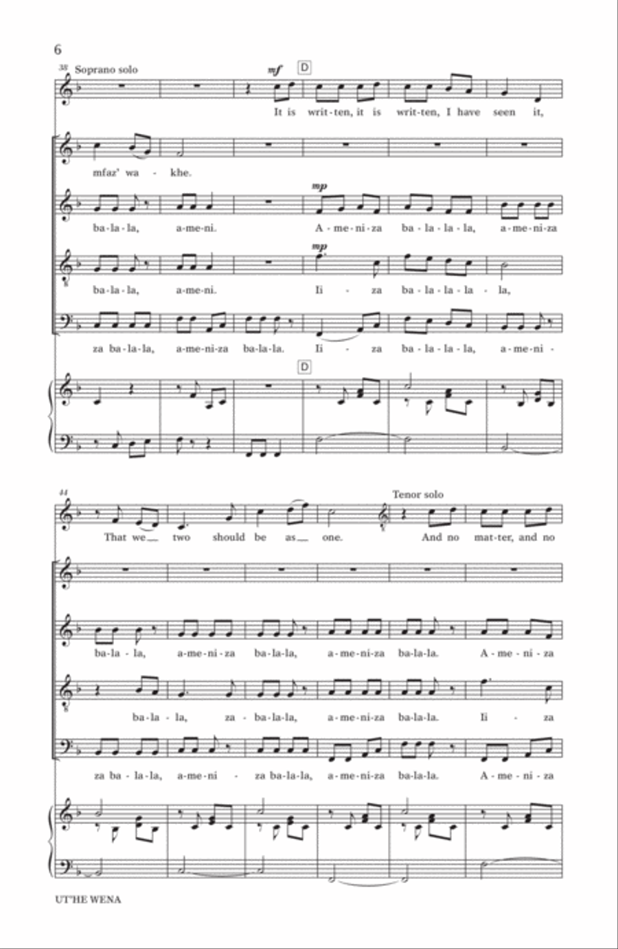 Ut'he Wena 4-Part scores gallery preview page 4