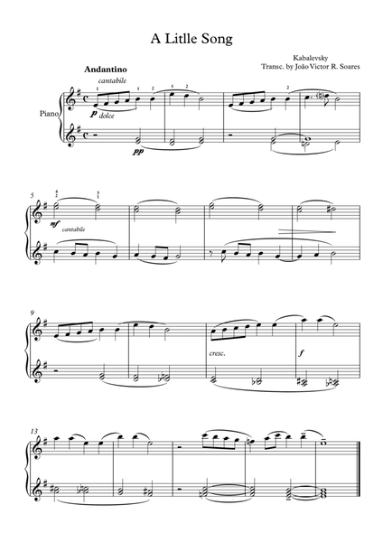 A Litlle Song - Kabalevsky for Piano image number null