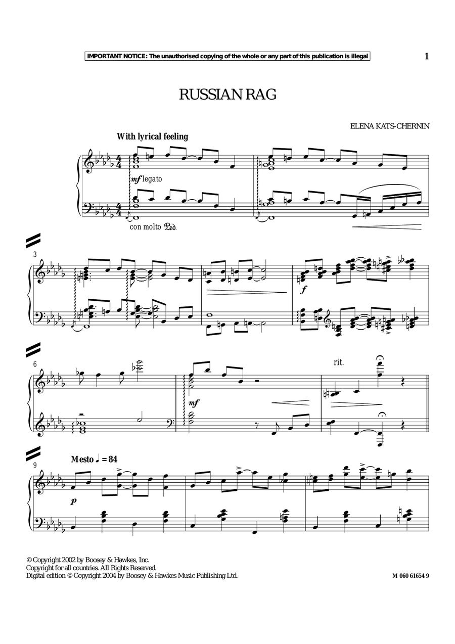 Russian Rag Piano Solo scores gallery preview page 1