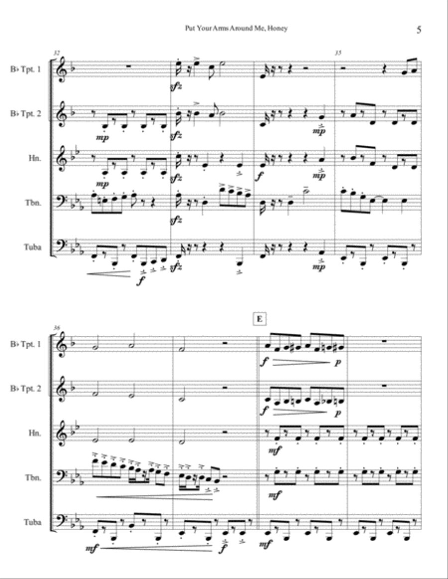 Put Your Arms Around Me, Honey Brass Ensemble scores gallery preview page 6