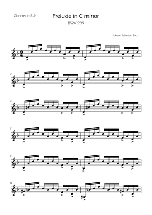 Prelude in C minor - BWV 999 - Clarinet