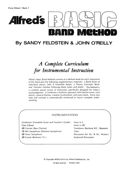Alfred's Basic Band Method, Book 1
