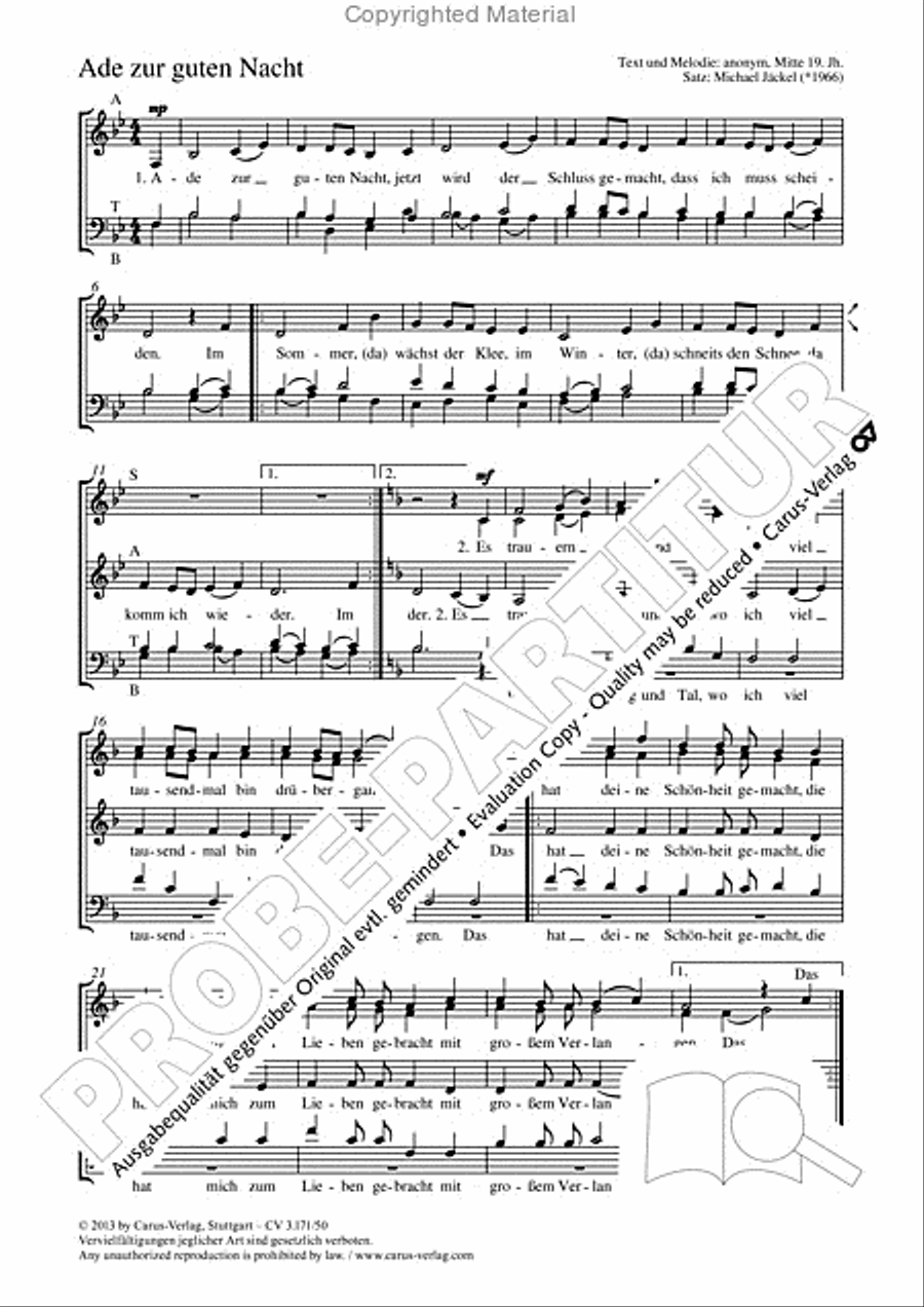Ade zur guten Nacht Ade zur guten Nacht SSATB scores gallery preview page 2