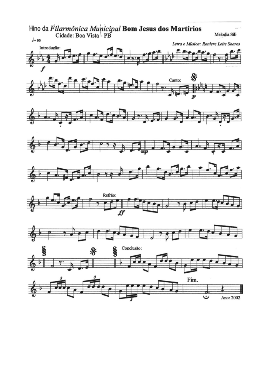 Hino da Filarmônica Bom Jesus (Loira Lira) Marching Band scores gallery preview page 1