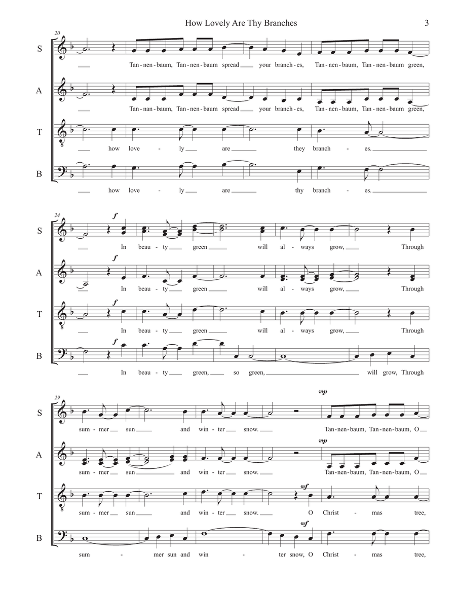 How Lovely Are Thy Branches? (O Tannenbaum/O Christmas Tree) 4-Part scores gallery preview page 4