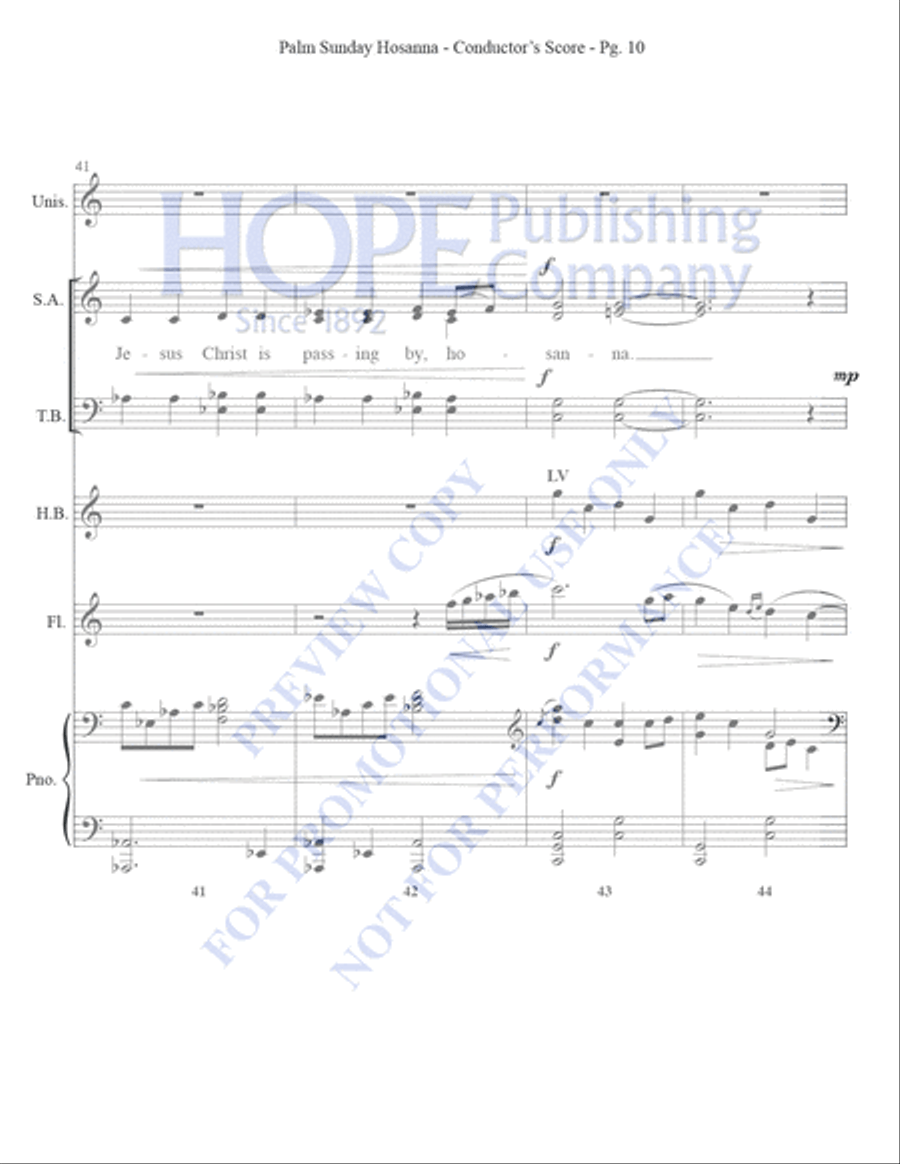 Palm Sunday Hosanna Unison Choir scores gallery preview page 12