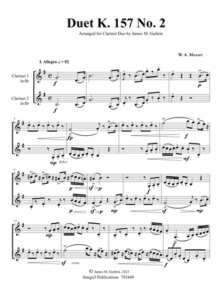 Mozart: Duet K. 157 No. 2 for Clarinet Duo