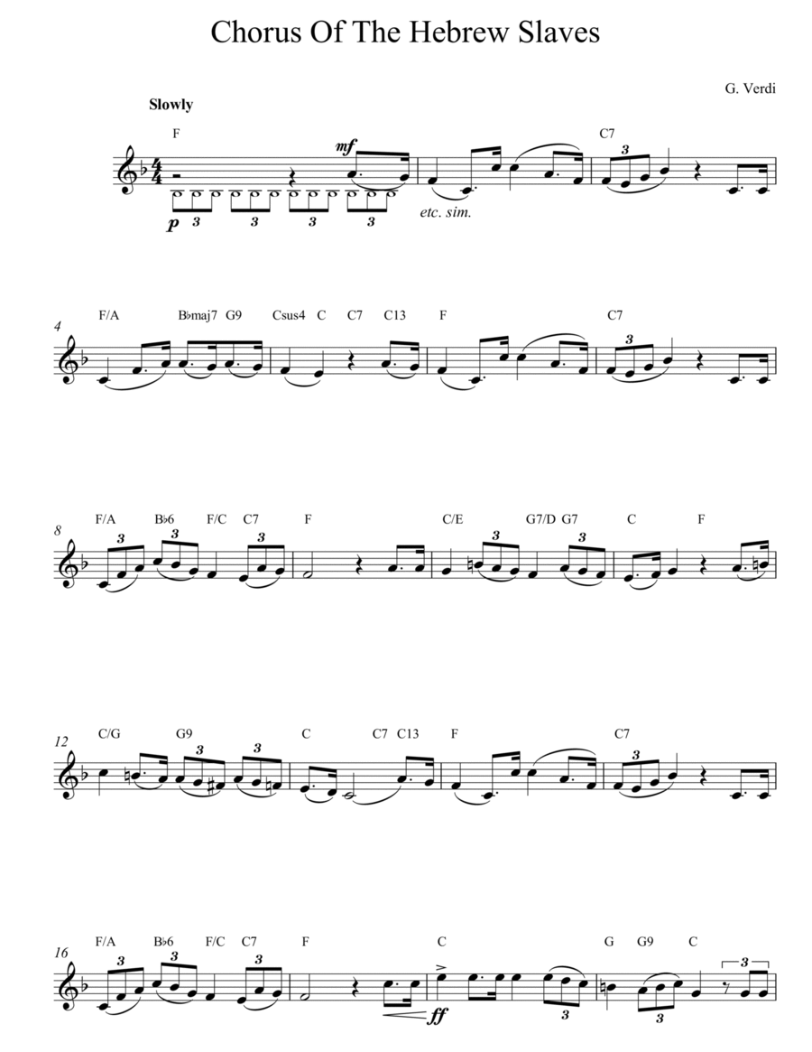 Chorus Hebrew Slaves Chorus Hebrew Slaves Choir scores gallery preview page 1