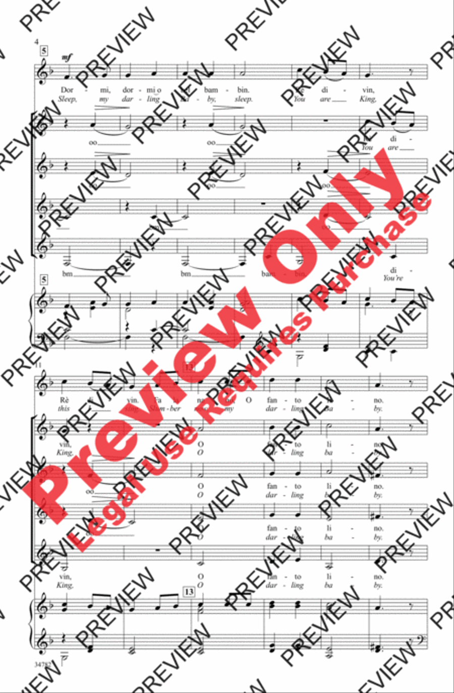 Dormi, Dormi, O Bel Bambin Women's Choir scores gallery preview page 3