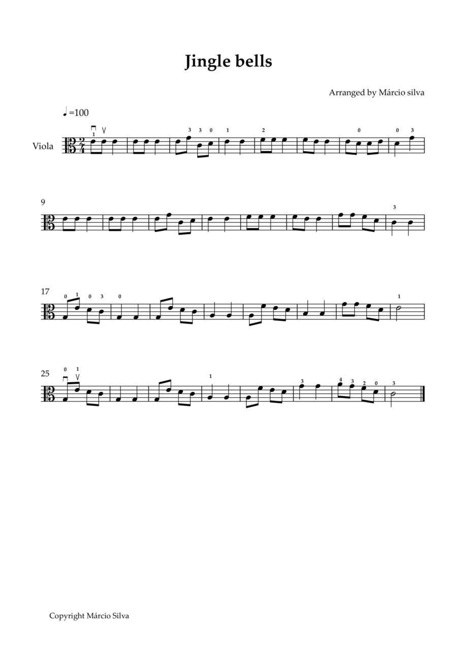 JINGLE BELLS - VIOLA SOLO Viola Solo scores gallery preview page 1