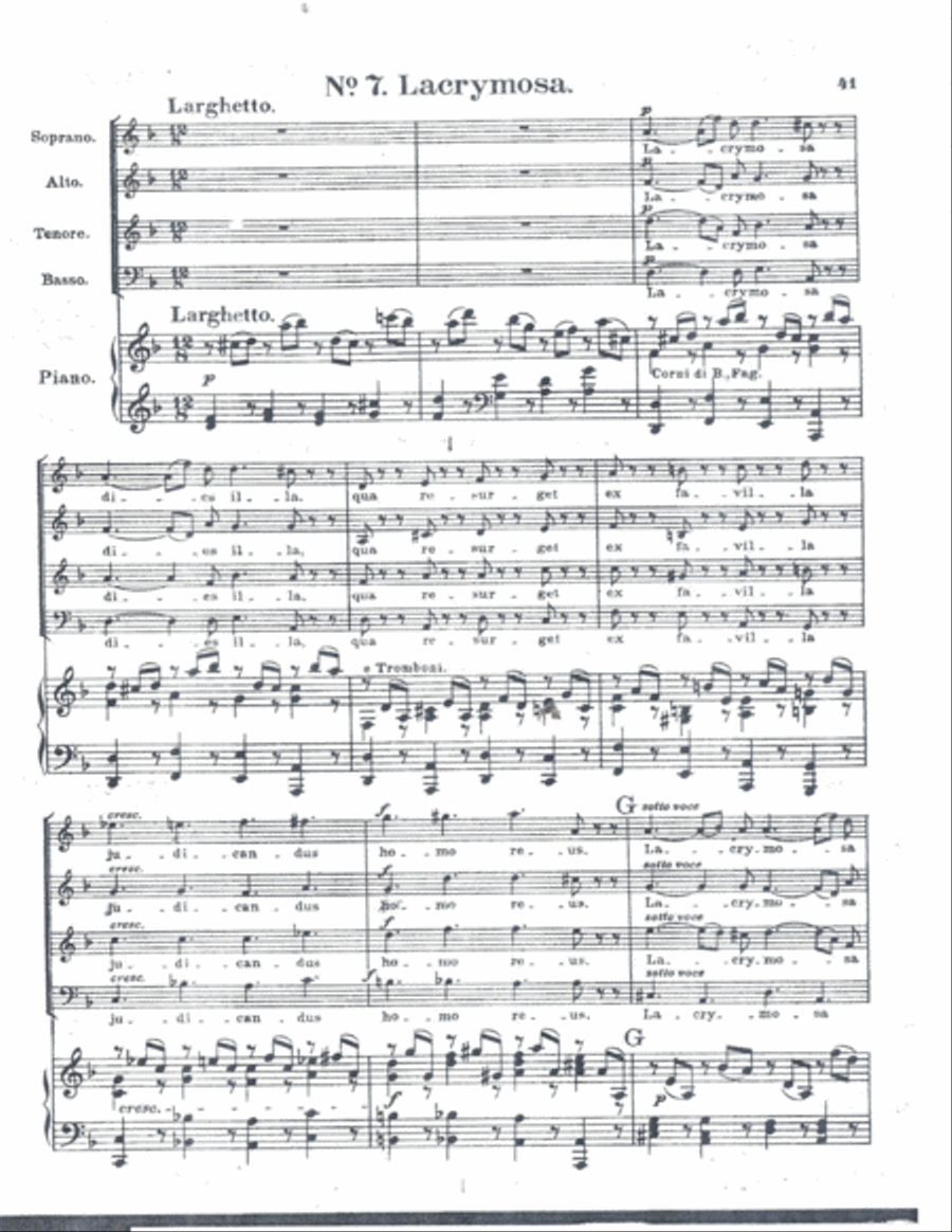 Ll Requiem K626 Lacrimosa 4-Part scores gallery preview page 1