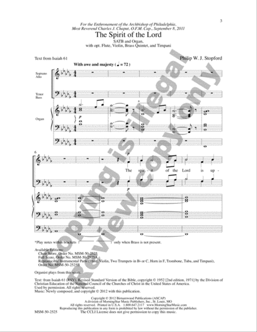 The Spirit of the Lord (Choral Score) image number null