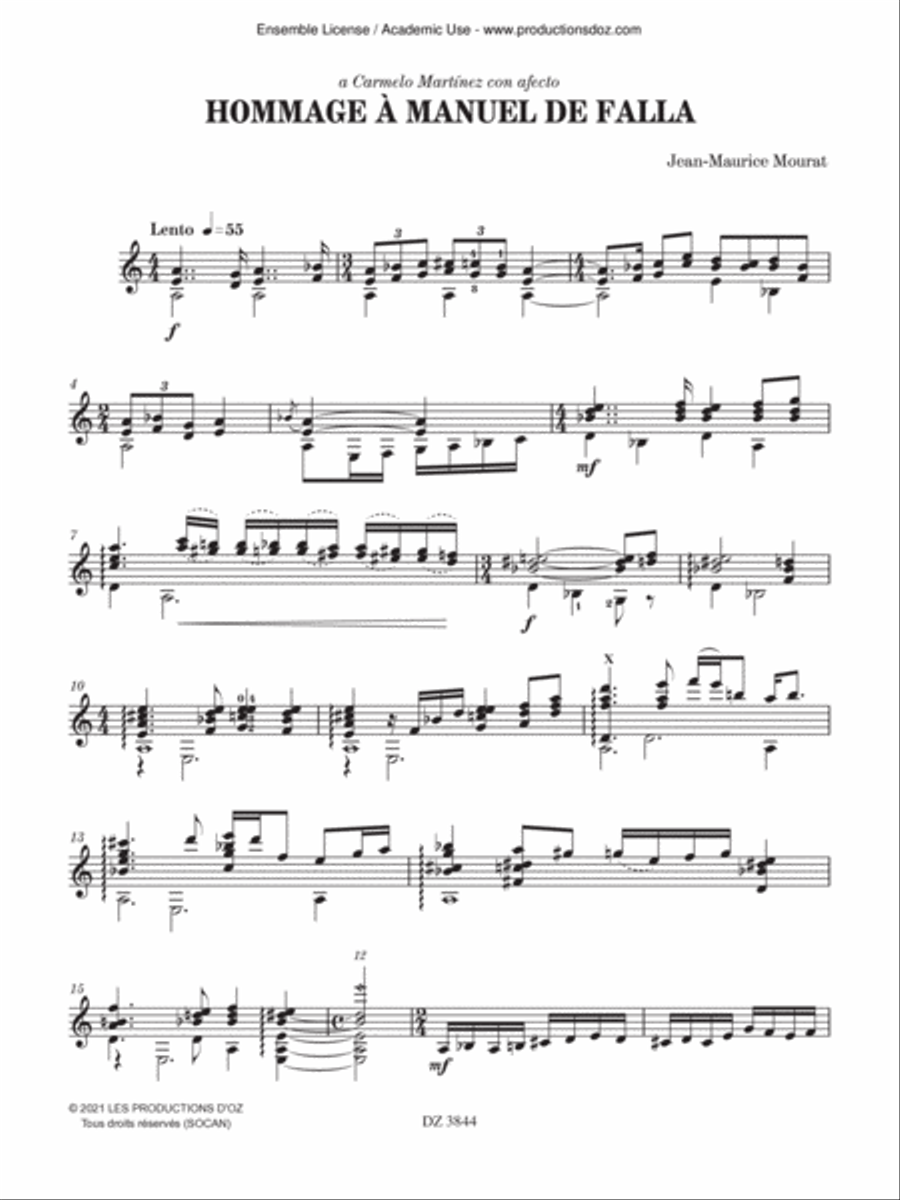 Hommages à Manuel de Falla et Erik Satie Classical Guitar scores gallery preview page 3
