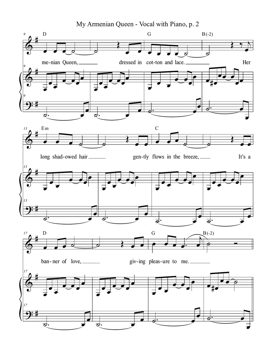 MY ARMENIAN QUEEN, Voice with Piano (Lead Sheet included) Piano, Vocal scores gallery preview page 3