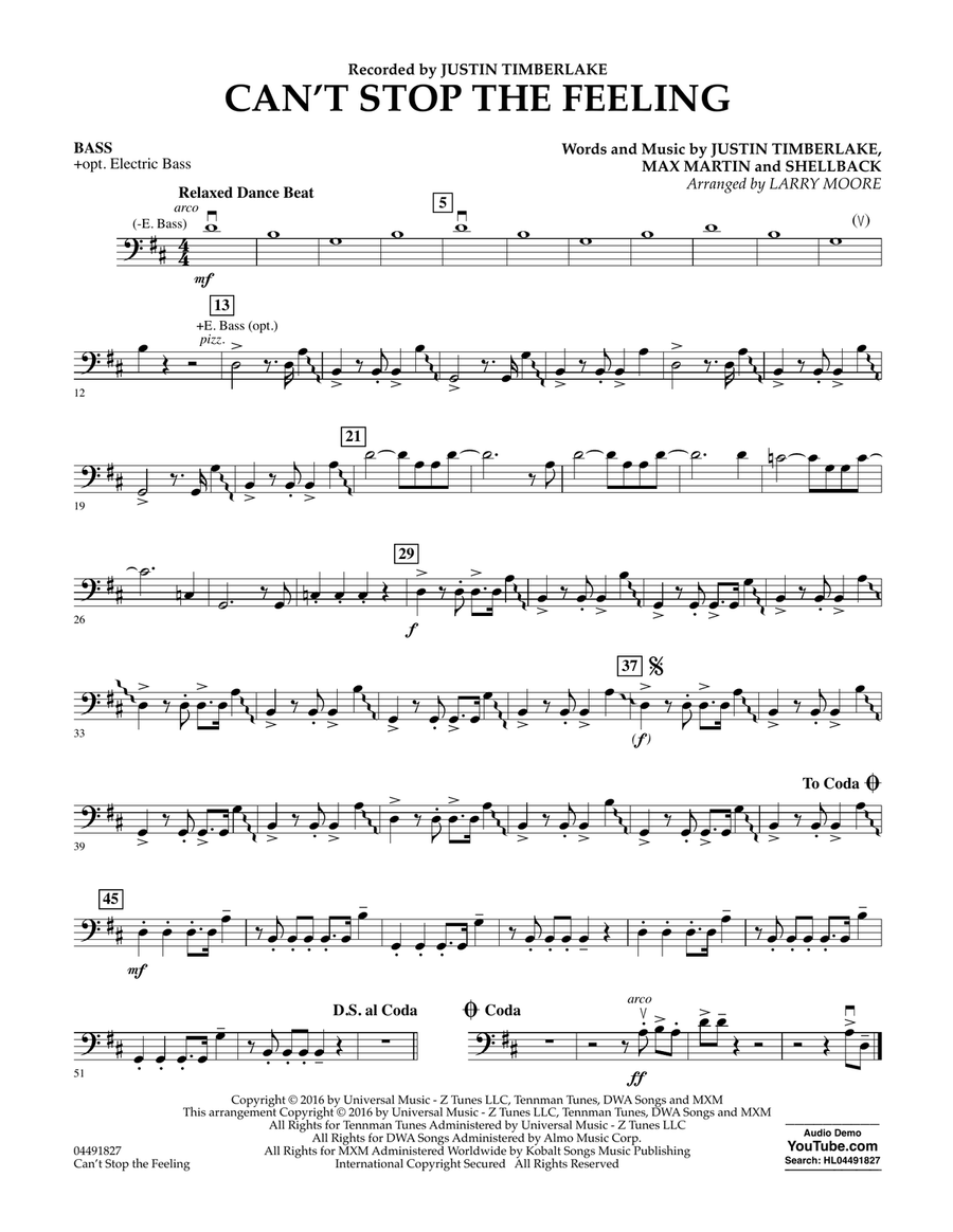 Can't Stop the Feeling - Bass Orchestra scores gallery preview page 1