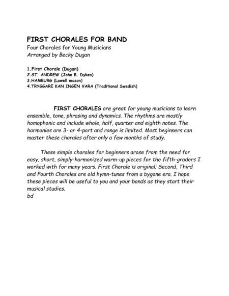 FIRST CHORALES for Young Bands image number null