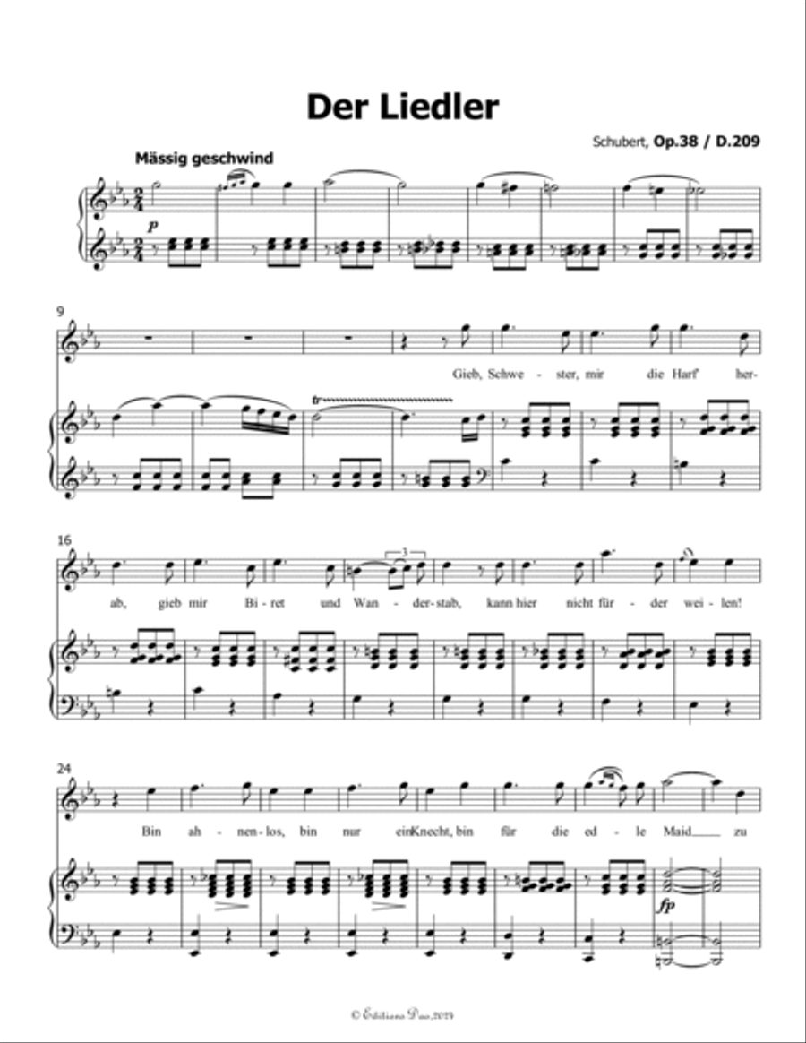 Der Liedler, by Schubert, Op.38(D.209), in c minor Voice scores gallery preview page 3