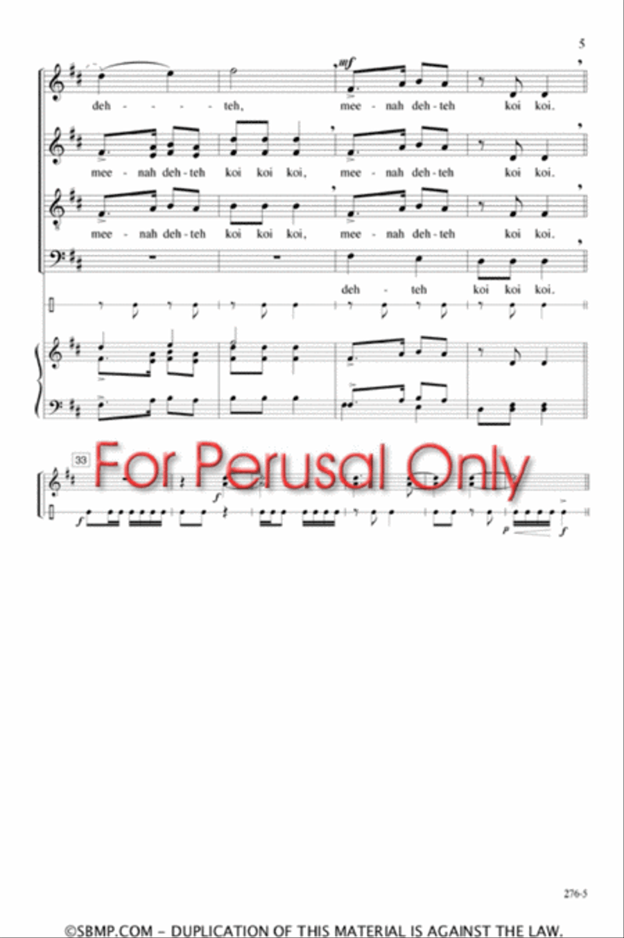 Shojojee - SATB Octavo 4-Part scores gallery preview page 5
