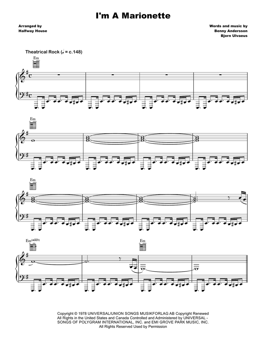 I'm A Marionette Piano, Vocal, Guitar scores gallery preview page 1