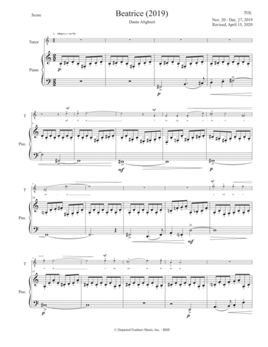 Beatrice (2019) piano-vocal score